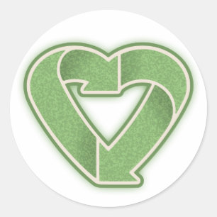 Pegatina Redonda Recycle Heart-grn