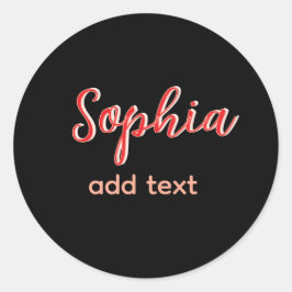 Pegatina Redonda Red añadir nombre chica jefe texto negro elegante