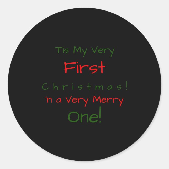 Pegatina Redonda Red And Green D First Baby Christmas Baby  (Anverso)