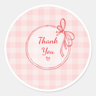 Pegatina Redonda Red and Pink Coquette Thank You Circle Sticker