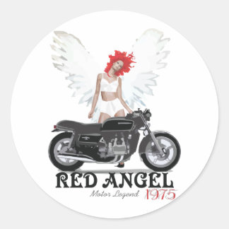 Pegatina Redonda Red Angel Cafe Racer Motor Legend