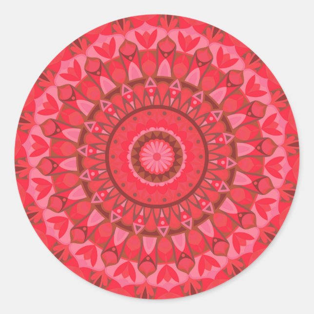 Pegatina Redonda Red Base Mandala (Anverso)