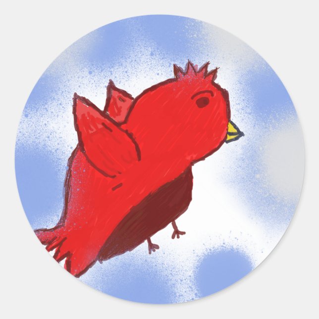 Pegatina Redonda Red Bird (Anverso)