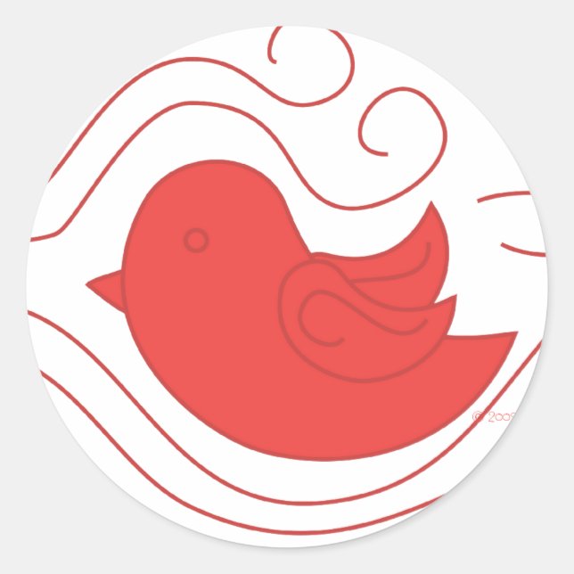 Pegatina Redonda Red BIrd Fly (Anverso)