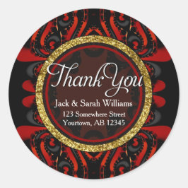 Pegatina Redonda Red Black + Gold Thank You round Stickers