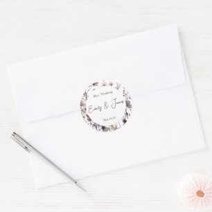 Pegatina Redonda Red Blush Floral Wedding Elegant 