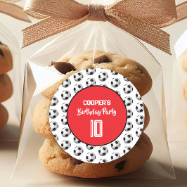 Pegatina Redonda Red Boy Soccer Birthday Party