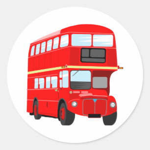 Pegatina Redonda Red Bus