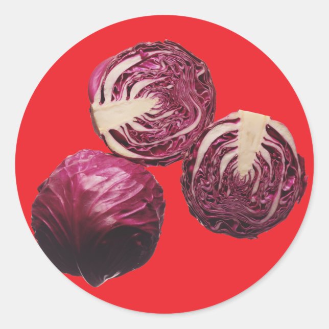 Pegatina Redonda Red Cabbage (Anverso)