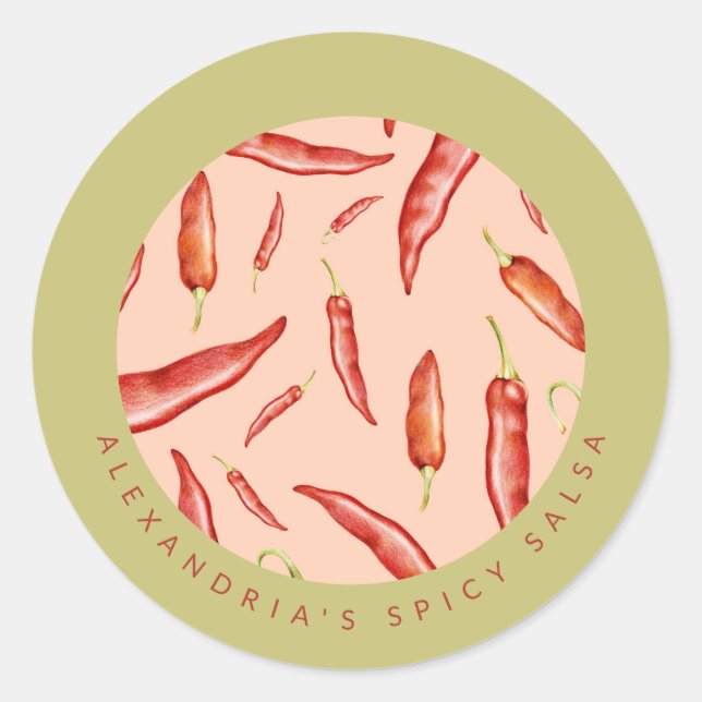 Pegatina Redonda Red Chili Pepper | Salsa (Anverso)
