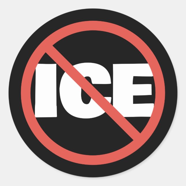 Pegatina Redonda Red Circle Anti-Trump ICE Political Opinion (Anverso)