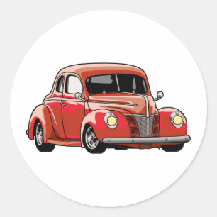 Pegatina Redonda Red Coupe Hot Rod