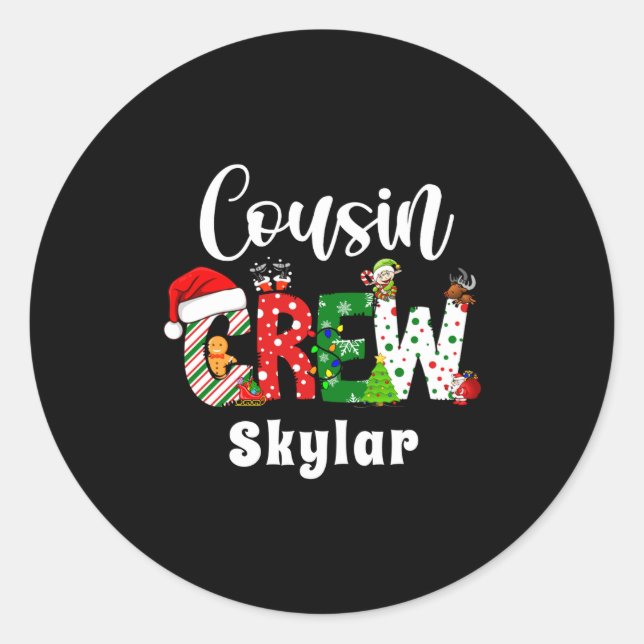 Pegatina Redonda Red Cousin Crew Christmas Retro  (Anverso)