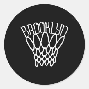 Pegatina Redonda Red de baloncesto vintage de la ciudad de Brooklyn