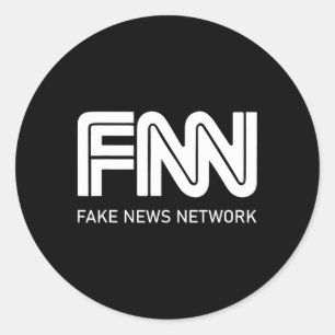 Pegatina Redonda Red de Noticias Falsas de Trump Fnn