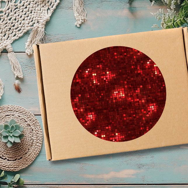 Pegatina Redonda Red Disco Style Squares Valentine Pattern (Subido por el creador)