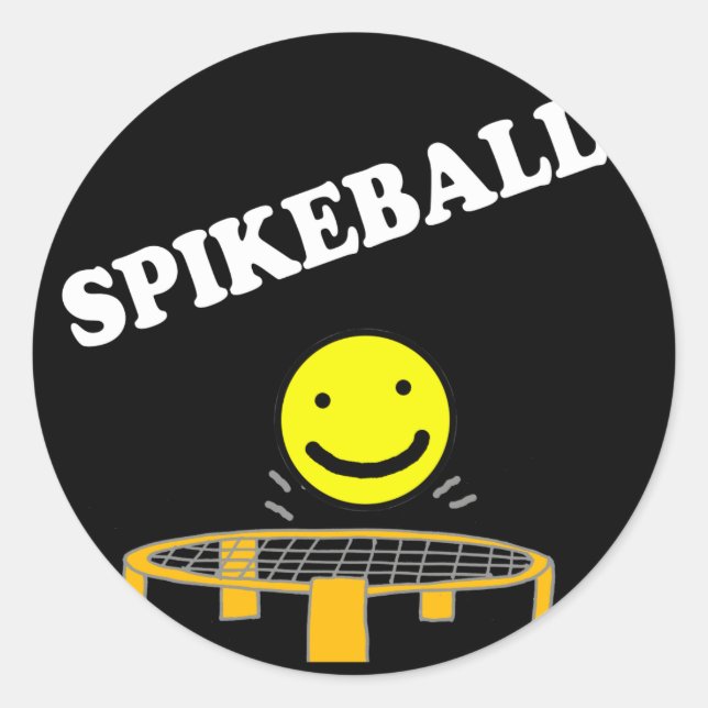 Pegatina Redonda Red divertida de Spikeball con arte facial sonrien (Anverso)