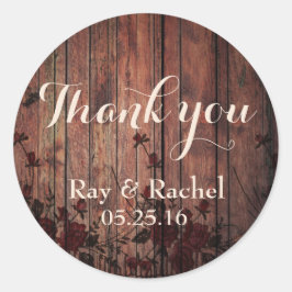 Pegatina Redonda Red Faux Lace Floral Gracias