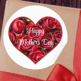 Pegatina Redonda Red Floral Moderno Elegante Feliz Día de la Madre