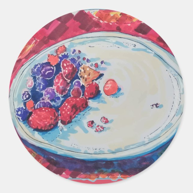 Pegatina Redonda Red Fruits Bowl (Anverso)