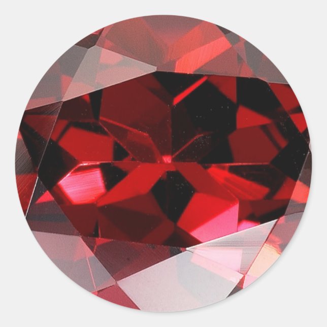 Pegatina Redonda Red Garnet Gemstone January Birthstone (Anverso)