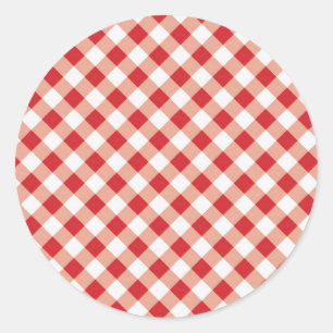Pegatina Redonda Red Gingham