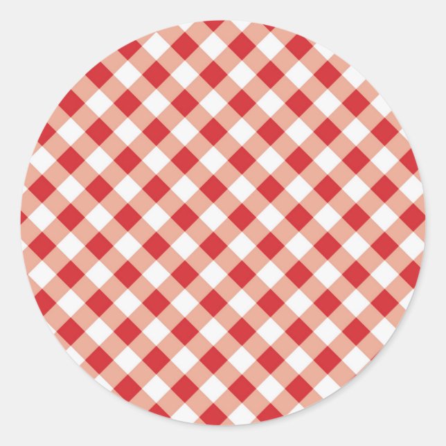 Pegatina Redonda Red Gingham (Anverso)