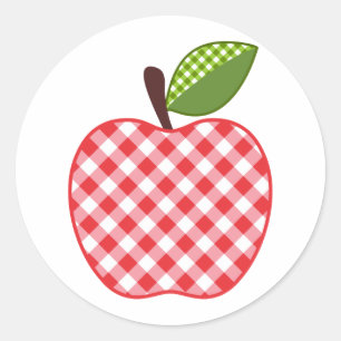 Pegatina Redonda Red Gingham Apple