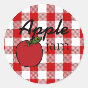 Pegatina Redonda Red Gingham Apple Jam