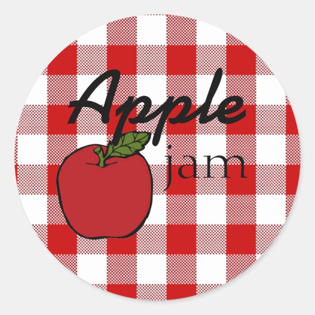 Pegatina Redonda Red Gingham Apple Jam (Anverso)