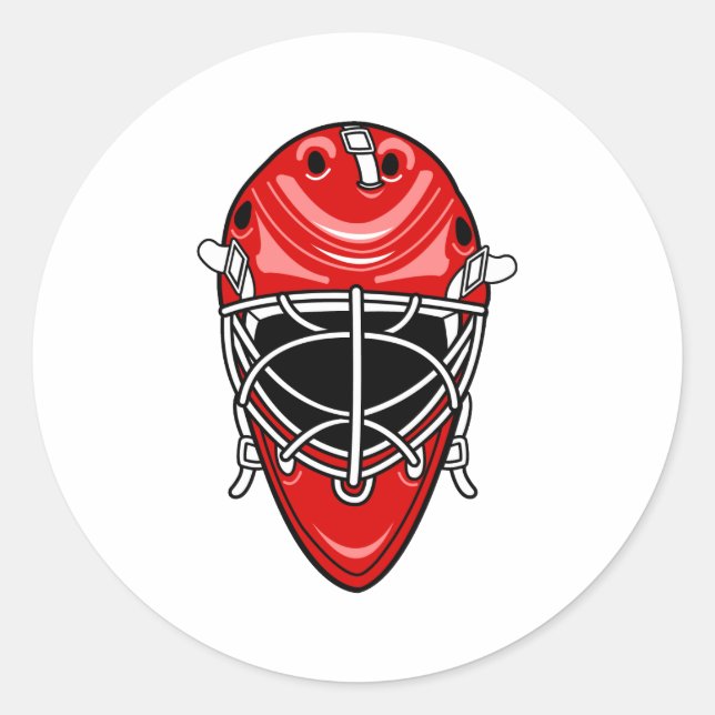 Pegatina Redonda Red Goalie Helmet (Anverso)