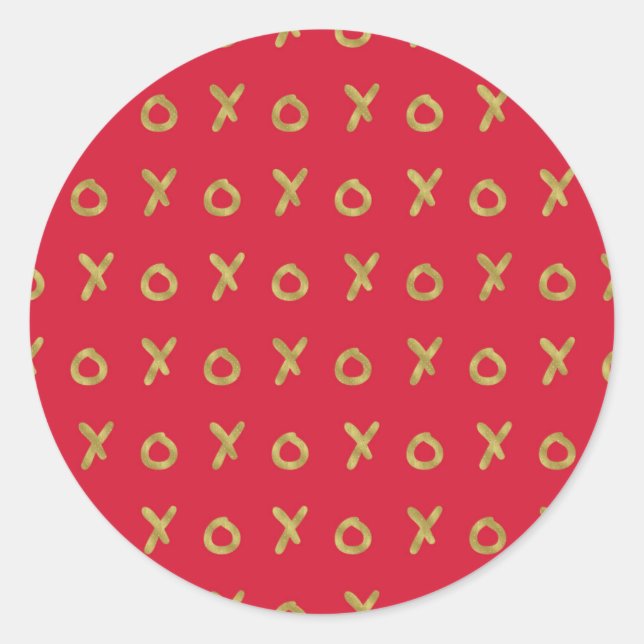 Pegatina Redonda Red & Gold X O XO es la moda (Anverso)