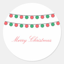 Pegatina Redonda Red Green Holiday String de Pegatinas de luces