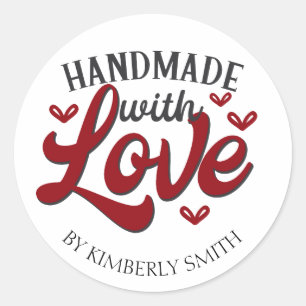 Pegatina Redonda Red Handmade con Love Craft