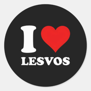 Pegatina Redonda Red He I Love Lesbos