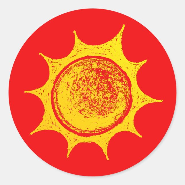 Pegatina Redonda Red Hot Sunshine (Anverso)