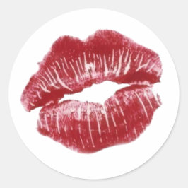 Pegatina Redonda Red Kiss – Una Expresión Audaz de Amor