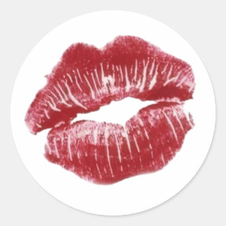 Pegatina Redonda Red Kiss – Una Expresión Audaz de Amor