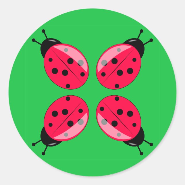 Pegatina Redonda Red Ladybugs (Anverso)