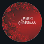 Pegatina Redonda Red Leaves Floral Christmas Sticker<br><div class="desc">Hermoso Red Leaves Floral Navidad Pegatina</div>