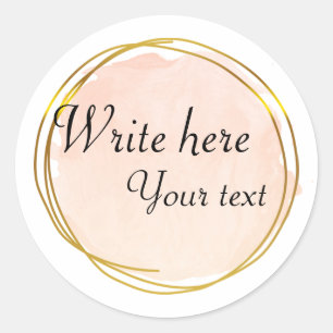 Pegatina Redonda Red Naranja Watercolor Circle Gold Elegante