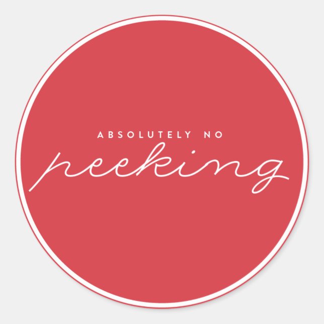 Pegatina Redonda Red No Peeking Christmas Sticker (Anverso)