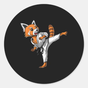 Pegatina Redonda Red Panda Karate Ninja Martial Arts Kickboxing Tae