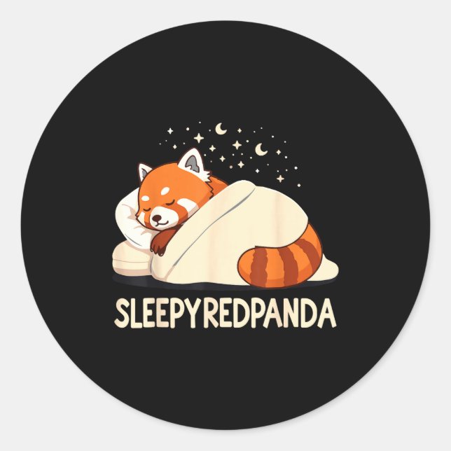 Pegatina Redonda Red Panda Sleep Pajamas  (Anverso)