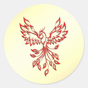 Pegatina Redonda Red Phoenix Rises
