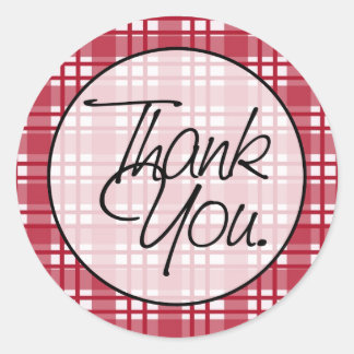 Pegatina Redonda Red Plaid | Gracias