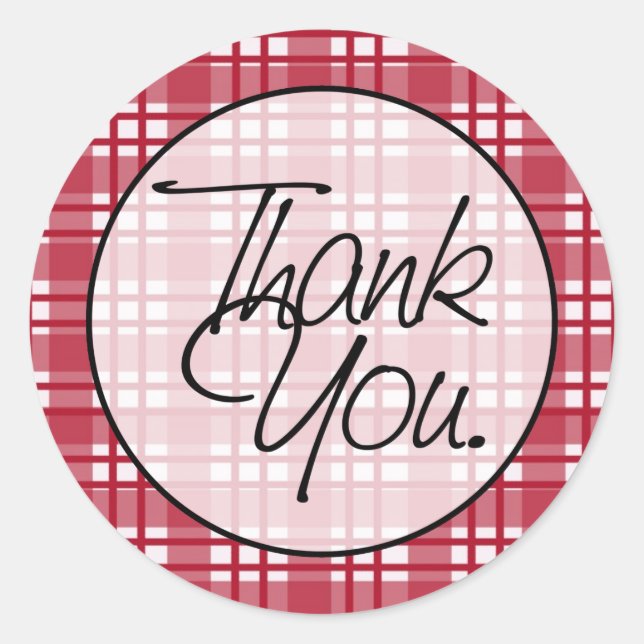 Pegatina Redonda Red Plaid | Gracias (Anverso)