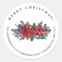 Red Poinsettia Classic Merry Christmas