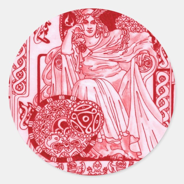 Pegatina Redonda Red Queen Corbie (Anverso)