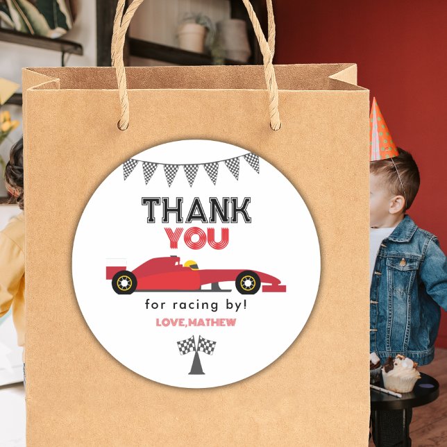 Pegatina Redonda Red Race Car Birthday Any Birthday Party  (Subido por el creador)